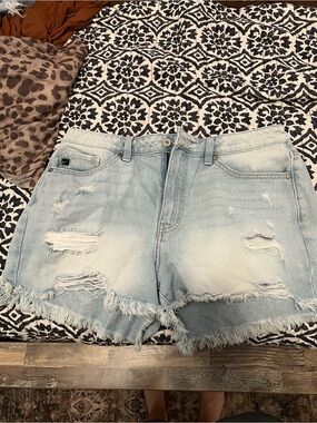 KanCan Light Blue Distressed Denim Shorts